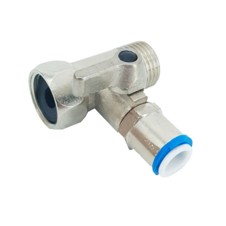Metal Feed water connector with valve 1/2" F x 3/8'' VALVE x 1/2"M