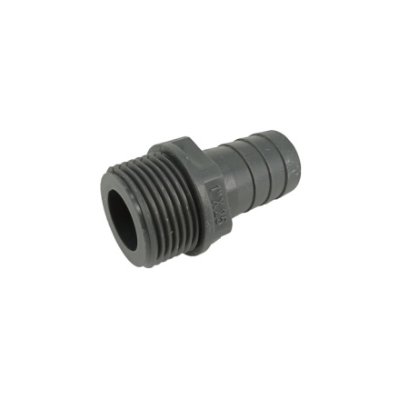 Drain connector plastic 1'' M to 3/4'' hose